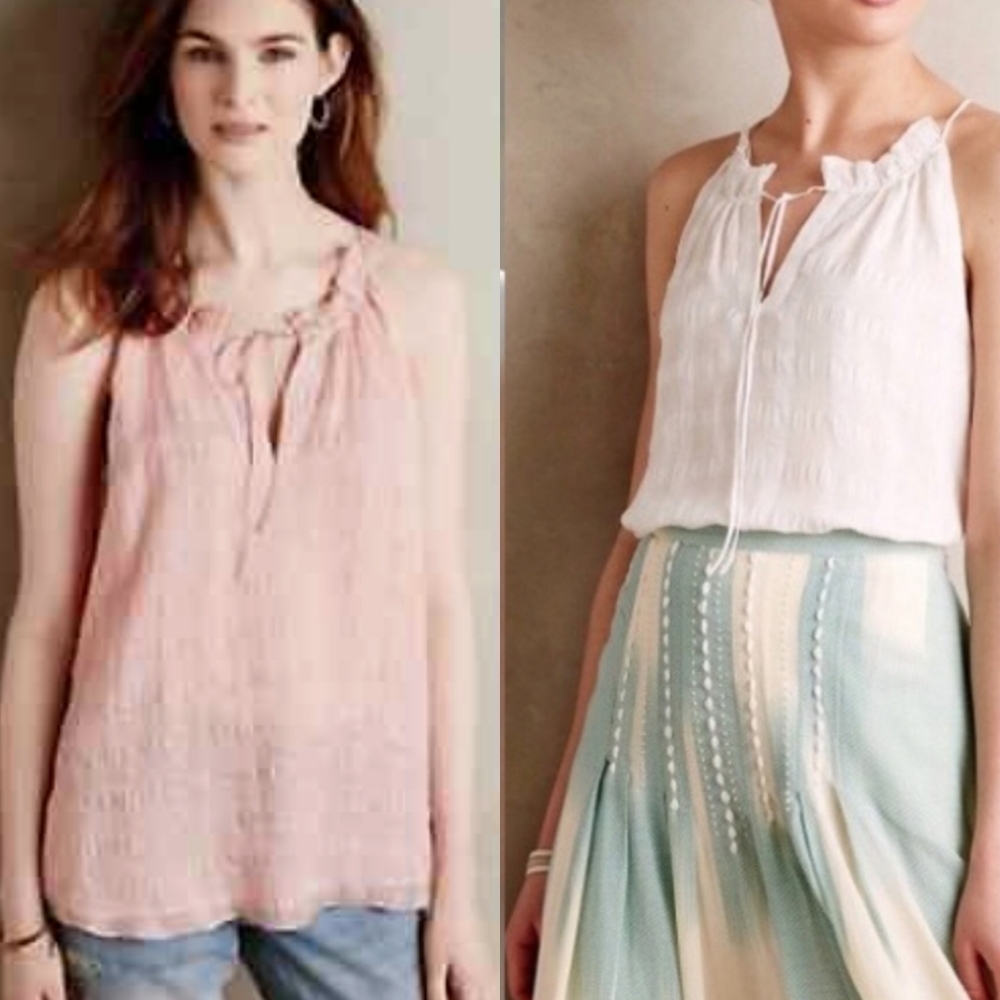 ANTHROPOLOGIE HD in Paris silk Shadow pane halter neck top 2 xs small
